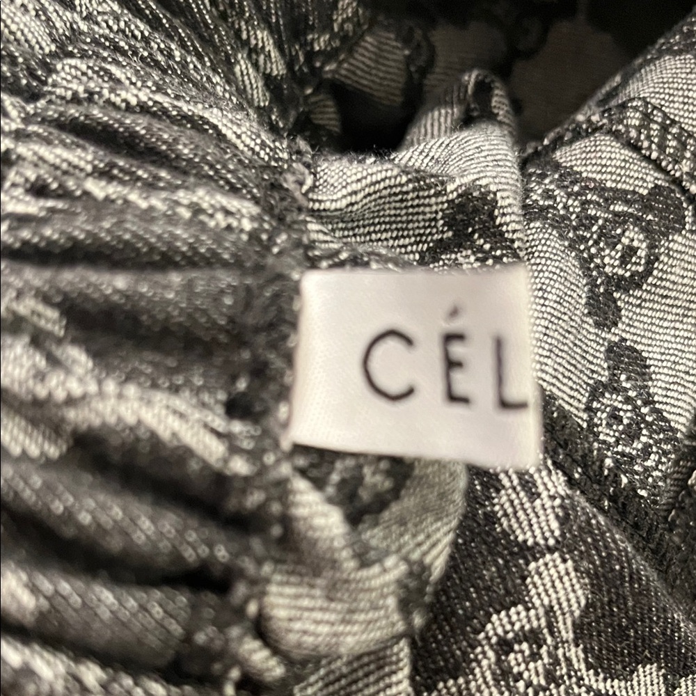 Celine Black & Gray Patterned Midi Skirt - Picture 6 of 7